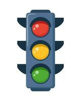 Traffic light to regulate the movement of cars. Vertical traffic lights with red, yellow and green signals. Vector illustration.