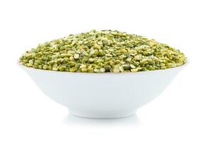 Split Mung Bean Lentils on White Background photo