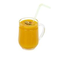 Fresh mango fruit juice on white background photo