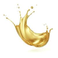 AI generated Golden Oil or Cosmetic essence splash isolated on white background, 3d illustration. AI Generated photo