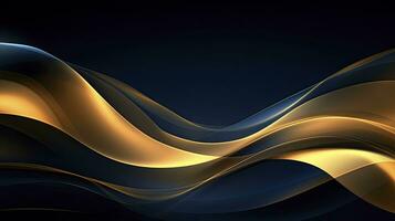 AI generated Gold and navy blue waves abstract. AI Generated. photo