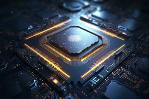 AI generated Futuristic central processor unit. Powerful Quantum CPU motherboard. AI Generated photo