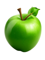 green apple with leaf on transparent background png