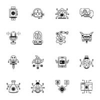 Collection of Outline Icons Depicting AI Innovation vector