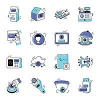 Bundle of Security Systems Doodle Icons vector