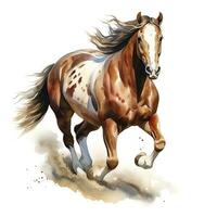 AI generated Horse running in watercolor design. AI Generated photo