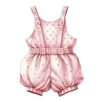 AI generated Pink baby girl romper in watercolors on a white background. AI Generated photo