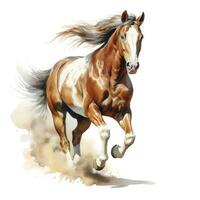 AI generated Horse running in watercolor design. AI Generated photo
