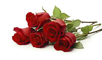 AI generated Red rose bouquet isolated on white background. AI Generated photo