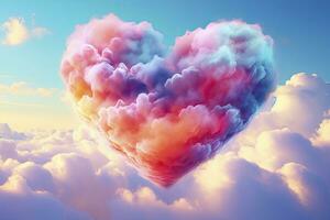 AI generated Beautiful colorful valentine's day heart in the clouds as abstract background. AI Generated photo