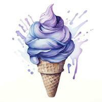 AI generated Watercolor ice cream in a waffle cone. AI Generated photo