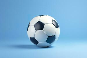 AI generated soccer ball on light blue background. Generative AI photo