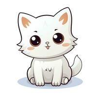 AI generated Cute Kawaii cat clipart icon white background. AI Generated photo