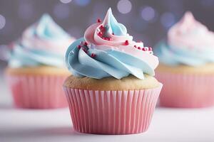 AI generated Cupcake with beautiful background. AI Generated photo