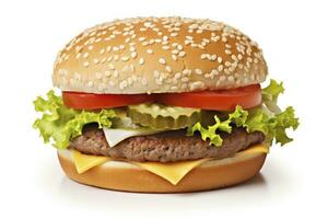 AI generated Hamburger isolated on white background. AI Generated photo