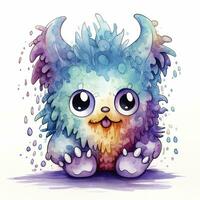 AI generated Watercolor cute monster on white background. AI Generated photo