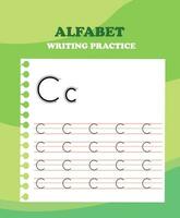 Alphabet letters tracing worksheet with all alphabet letters. Basic writing practice for kindergarten kids vector