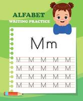 Alphabet letters tracing worksheet with all alphabet letters. Basic writing practice for kindergarten kids vector
