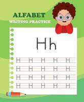 Alphabet letters tracing worksheet with all alphabet letters. Basic writing practice for kindergarten kids vector