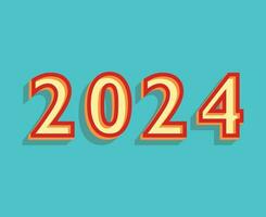 2024 Happy New Year Abstract Orange Graphic Design Vector Logo Symbol Illustration With Cyan Background