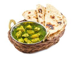 Indian Healthy Cuisine Palak Paneer Served With Tandoori Roti photo