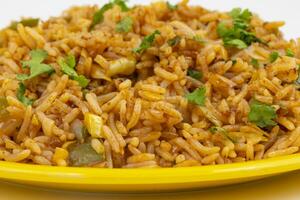 Indian Cuisine Vegetarian Fried Rice Or Pulav photo