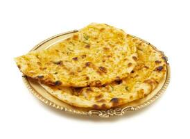 Indian Healthy Cuisine Garlic Bread on White Background photo