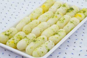 Indian Traditional Sweet Food Long Rasgulla photo