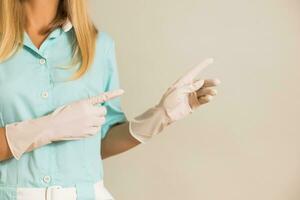 Image of medical nurse pointing. photo