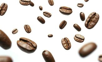 AI generated Coffee Bean flying on white background, 3d illustration. Generative AI photo