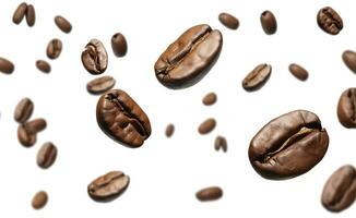 AI generated Coffee Bean flying on white background, 3d illustration. Generative AI photo