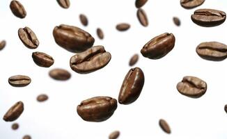 AI generated Coffee Bean flying on white background, 3d illustration. Generative AI photo