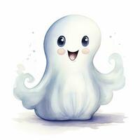 AI generated The watercolor cute ghost on white background. photo