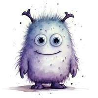 AI generated Watercolor cute monster on white background. AI Generated photo