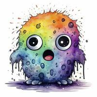 AI generated Watercolor cute monster on white background. AI Generated photo