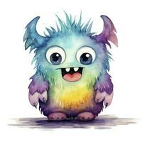 AI generated Watercolor cute monster on white background. AI Generated photo