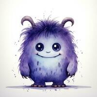 AI generated Watercolor cute monster on white background. AI Generated photo