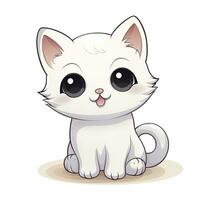 AI generated Cute Kawaii cat clipart icon white background. AI Generated photo