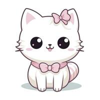 AI generated Cute Kawaii cat clipart icon white background. AI Generated photo