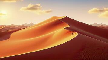 AI generated Desert with magical sands and dunes as inspiration for exotic adventures in dry climates.  AI Generated. photo