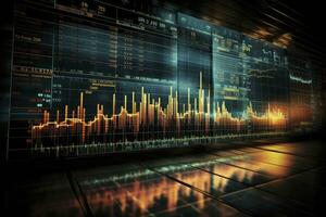 AI generated Digitally Generated Currency and Exchange Stock Chart for Finance and Economy Based Computer Software and Coding Display. AI Generated photo