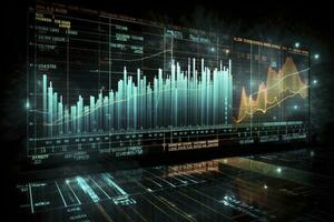 AI generated Digitally Generated Currency and Exchange Stock Chart for Finance and Economy Based Computer Software and Coding Display. AI Generated photo