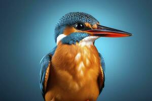 AI generated Kingfisher sitting on the tree branch. AI Generated photo