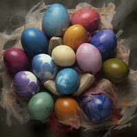 AI generated Easter colored eggs, Generate Ai photo