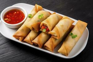 AI generated Egg rolls or spring rolls fried. AI Generated photo