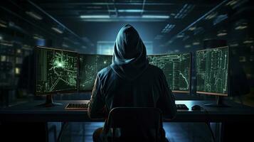 AI generated Hacker. A glimpse into the world of cyber conspiracies. AI Generated photo
