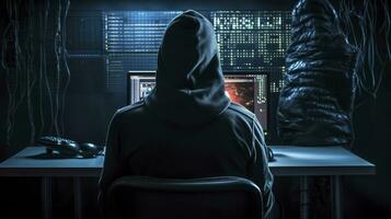 AI generated Hacker. A glimpse into the world of cyber conspiracies. AI Generated photo