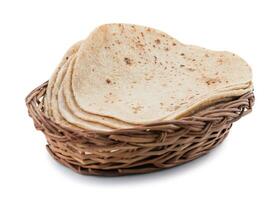 Indian Traditional Cuisine Chapati on White Background photo