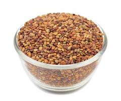 Red Lentil Seeds on White Background photo