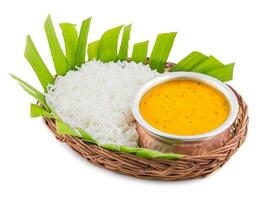 Indian Traditional Cuisine Dal Fry or Rice Also Know as Dal Chawal photo